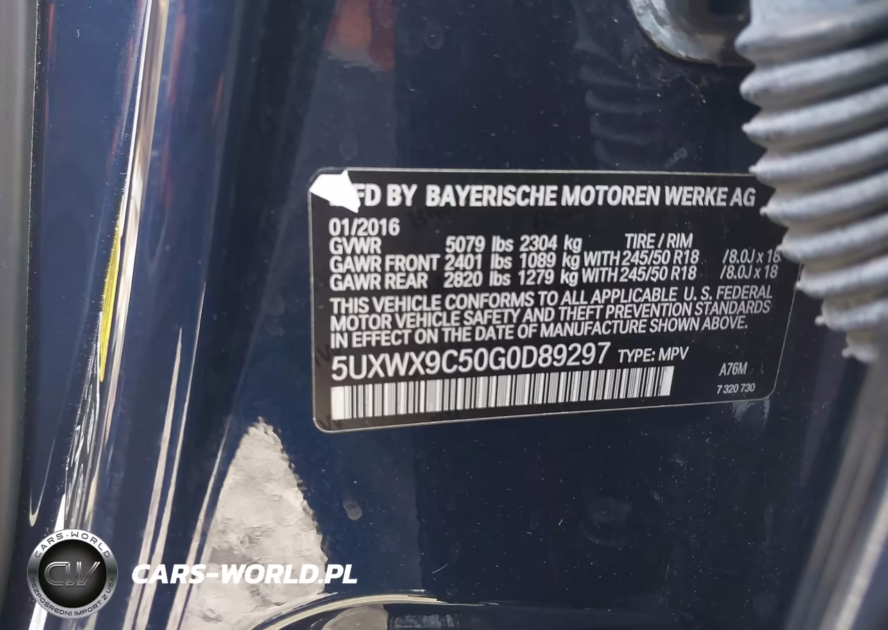 2016 BMW X3 xDrive28I VIN:5UXWX9C50G0D89297 - 9