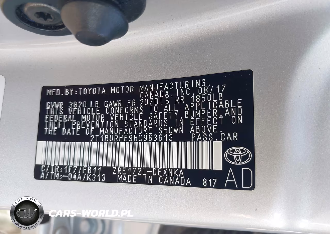 2017 Toyota Corolla Le VIN:2T1BURHE9HC963613 - 9
