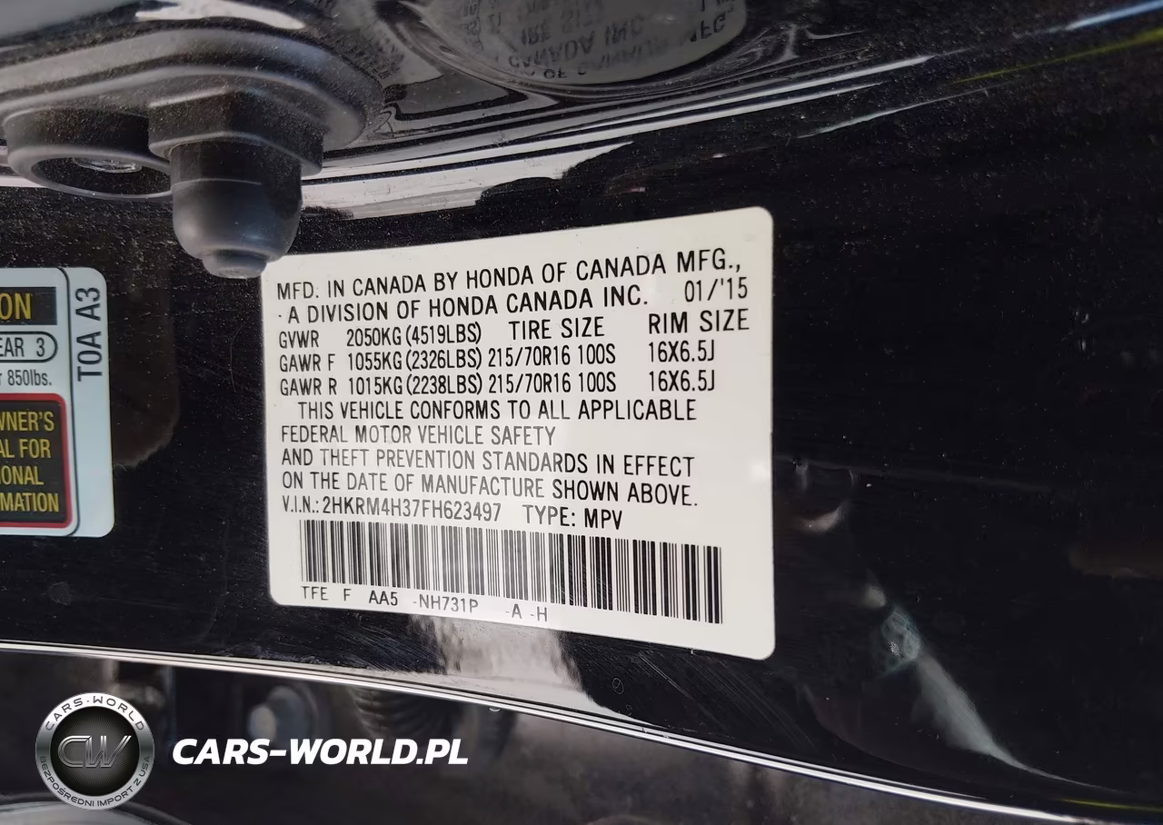 2015 Honda Cr-V Lx VIN:2HKRM4H37FH623497 - 9