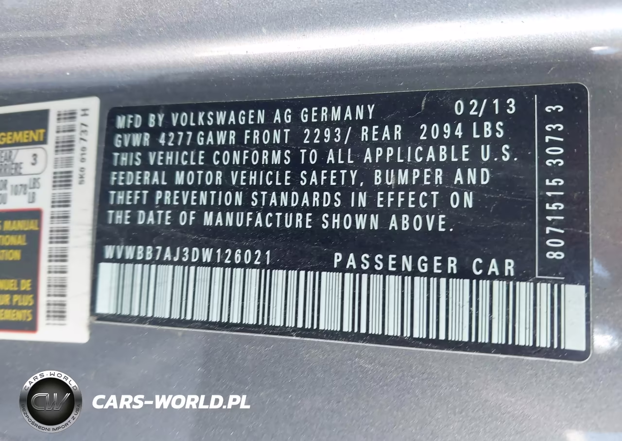 2013 Volkswagen Golf 2.5L 2-Door VIN:WVWBB7AJ3DW126021 - 9