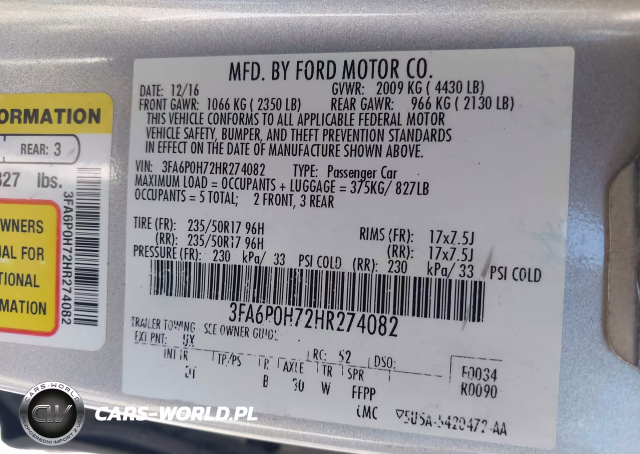 2017 Ford Fusion Se VIN:3FA6P0H72HR274082 - 9
