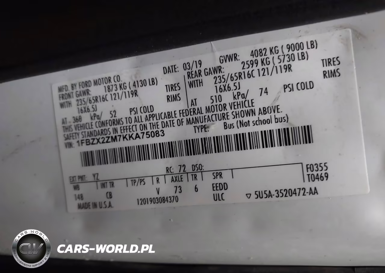 2019 Ford Transit-350 Xlt VIN:1FBZX2ZM7KKA75083 - 9