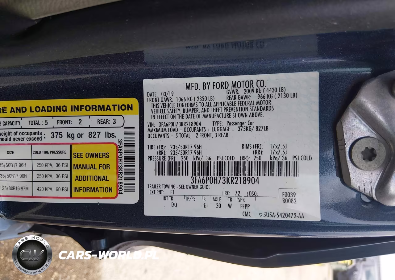 2019 Ford Fusion Se VIN:3FA6P0H73KR218904 - 9
