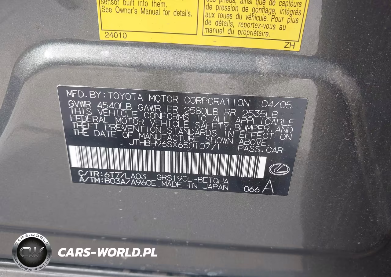 2006 Lexus Gs 300 VIN:JTHBH96SX65010771 - 9