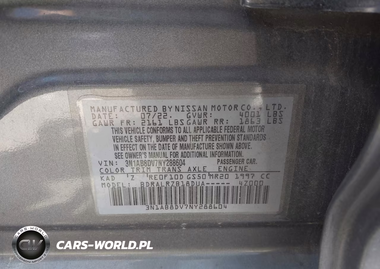 2022 Nissan Sentra Sr Xtronic Cvt VIN:3N1AB8DV7NY288604 - 9