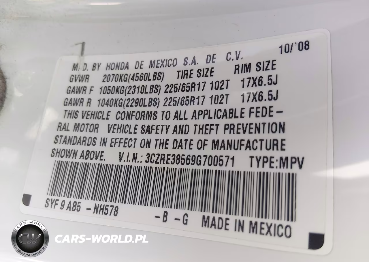 2009 Honda Cr-V Ex VIN:3CZRE38569G700571 - 9