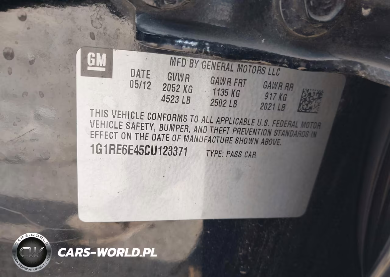 2012 Chevrolet Volt VIN:1G1RE6E45CU123371 - 9
