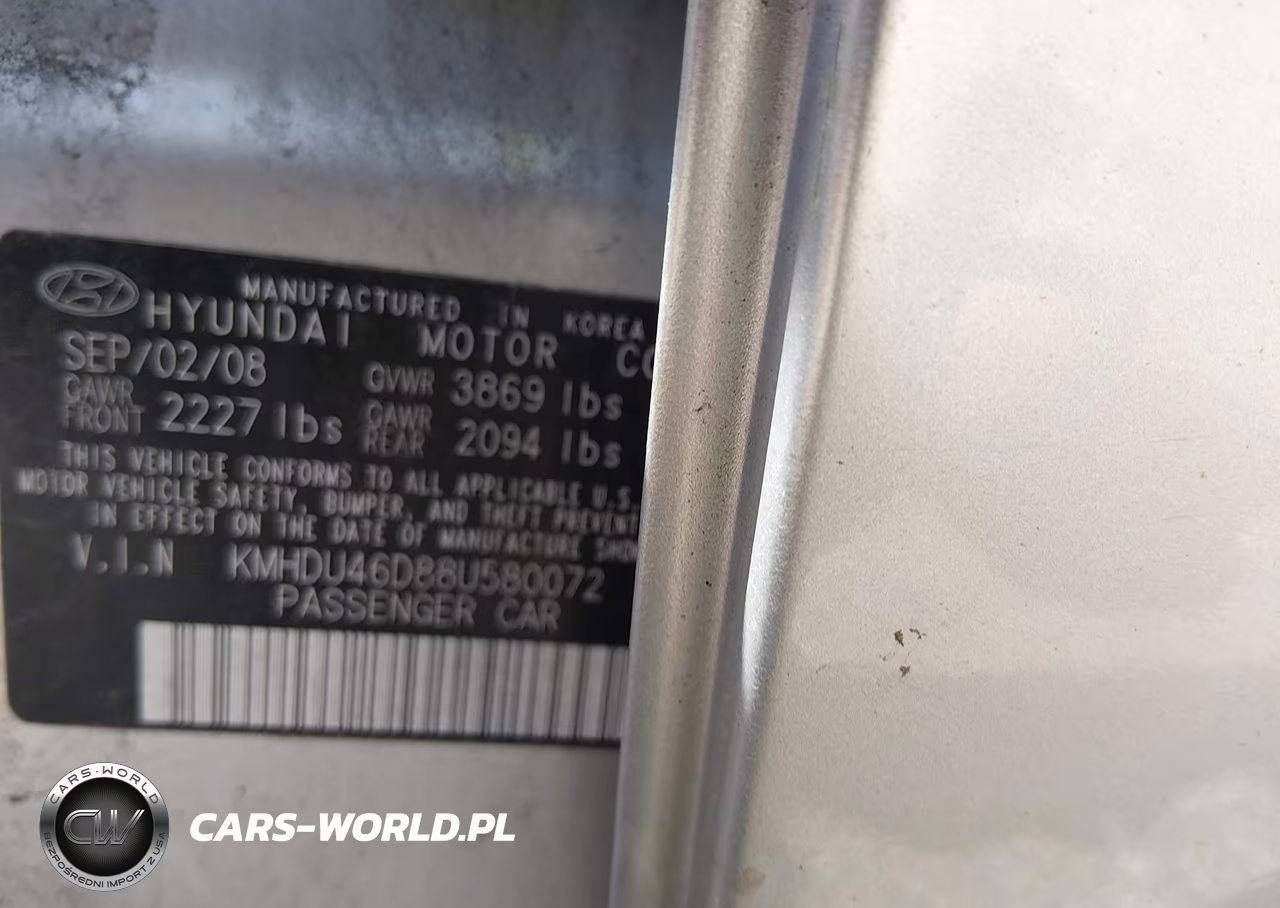 2008 Hyundai Elantra Gls-Se VIN:KMHDU46D88U580072 - 9