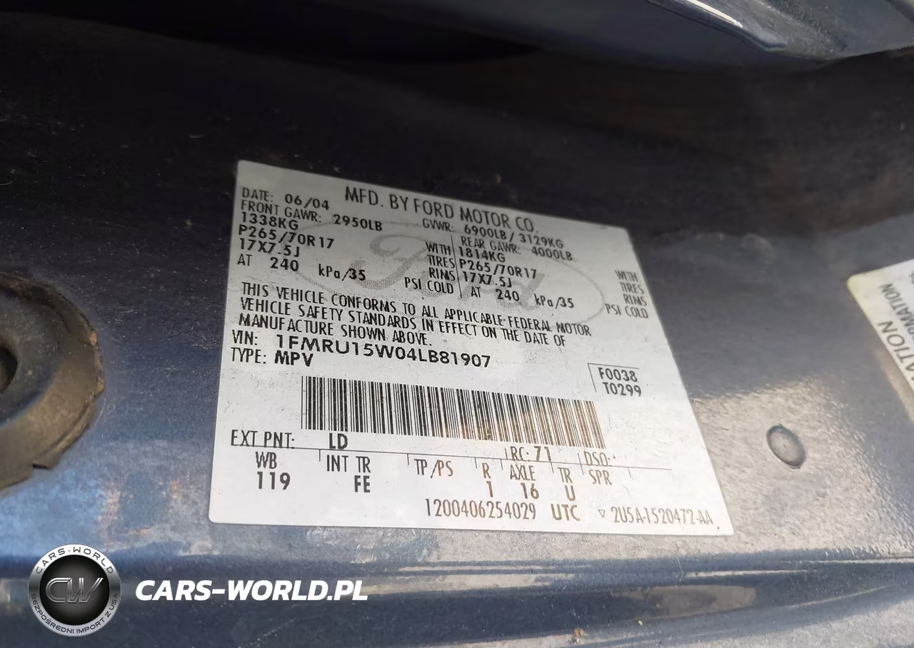 2004 Ford Expedition Xlt VIN:1FMRU15W04LB81907 - 9