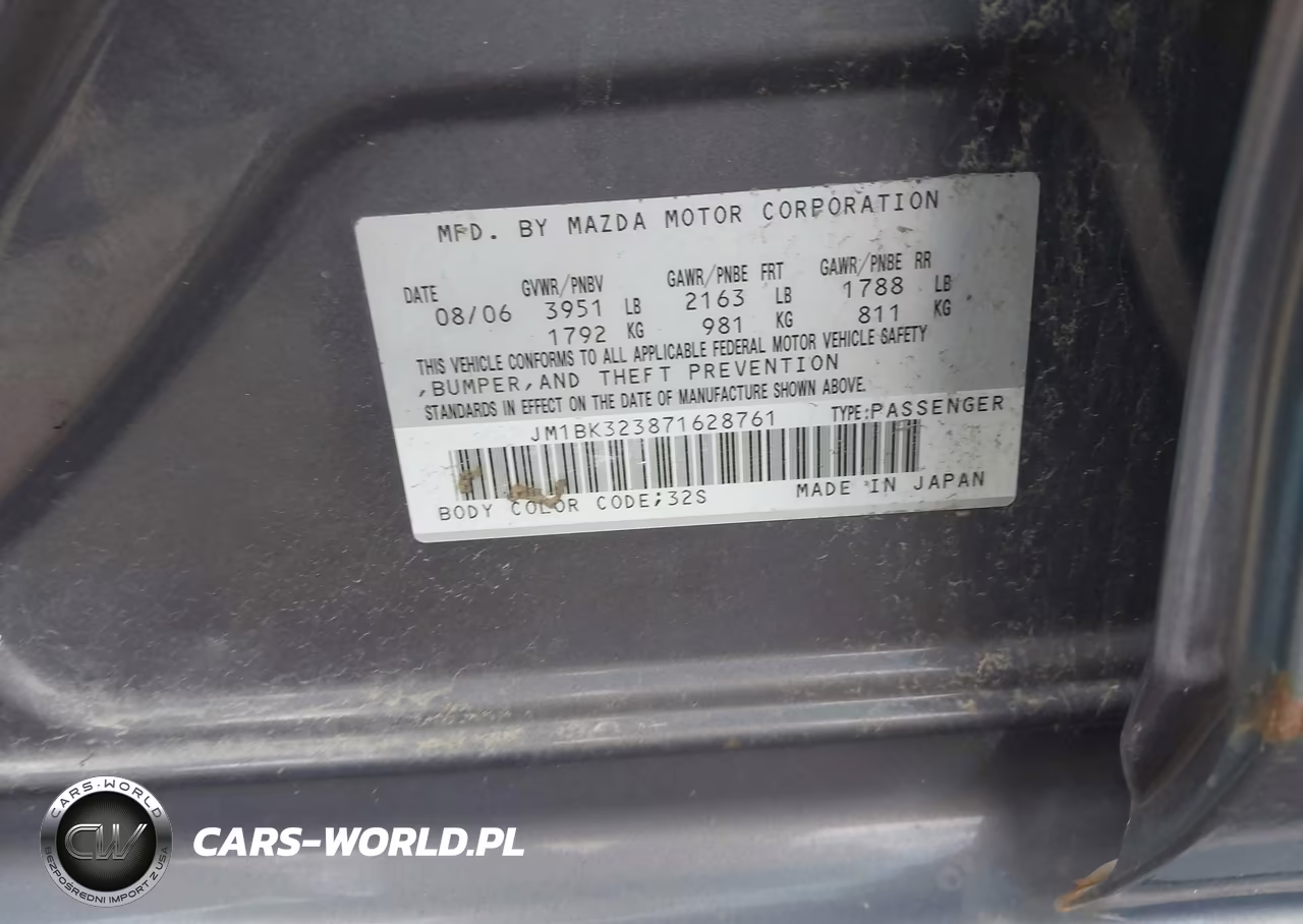 2007 Mazda Mazda3 S Touring VIN:JM1BK323871628761 - 9