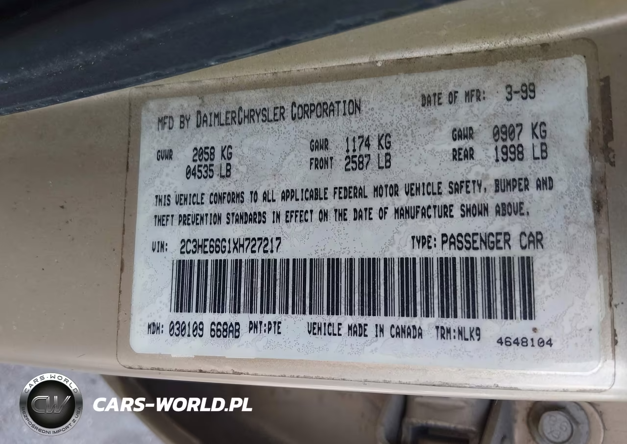 1999 Chrysler 300M VIN:2C3HE66G1XH727217 - 9