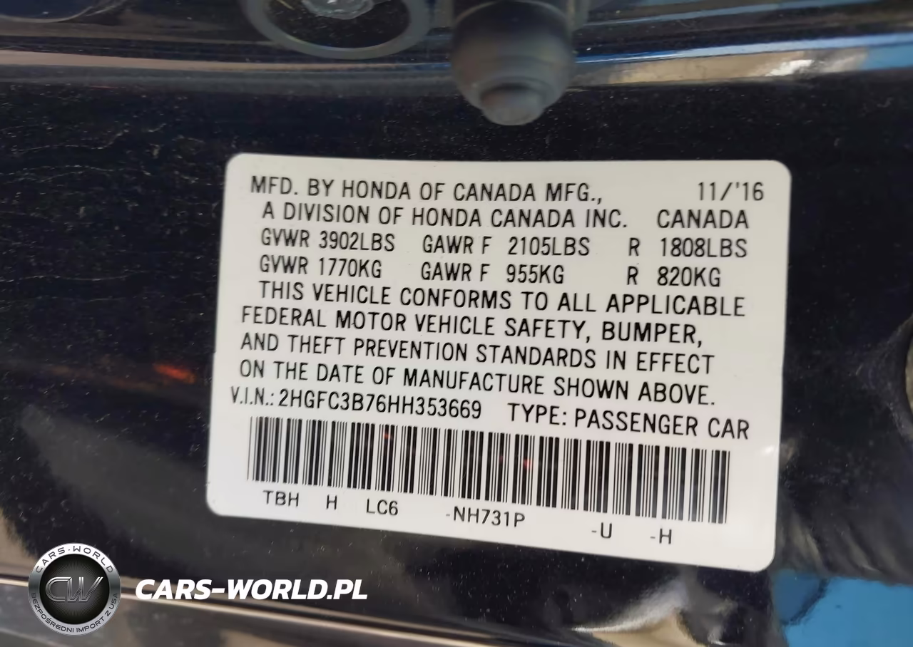 2017 Honda Civic Ex-L VIN:2HGFC3B76HH353669 - 9