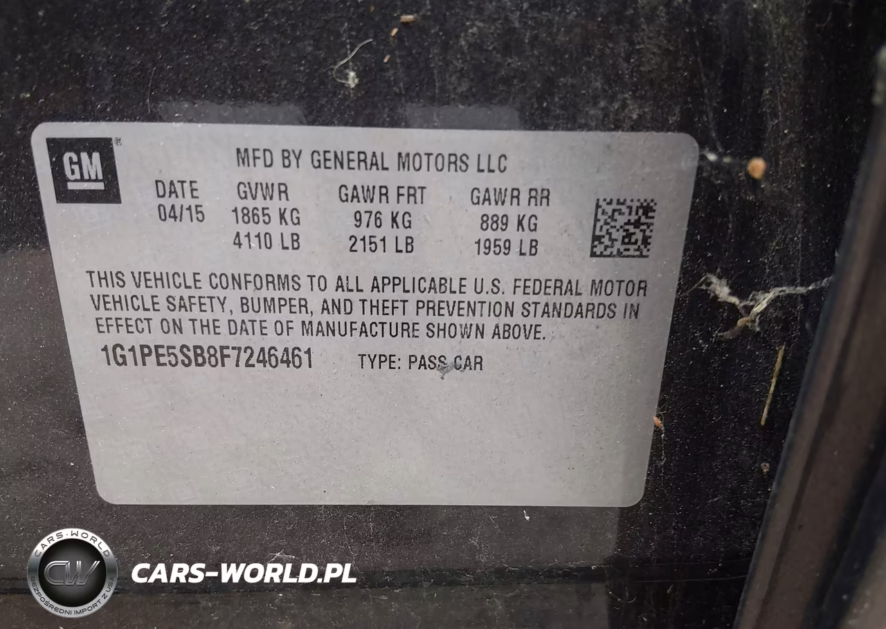 2015 Chevrolet Cruze 2Lt Auto VIN:1G1PE5SB8F7246461 - 9