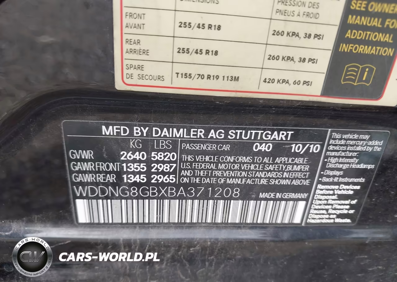 2011 Mercedes-Benz S 550 4Matic VIN:WDDNG8GBXBA371208 - 9