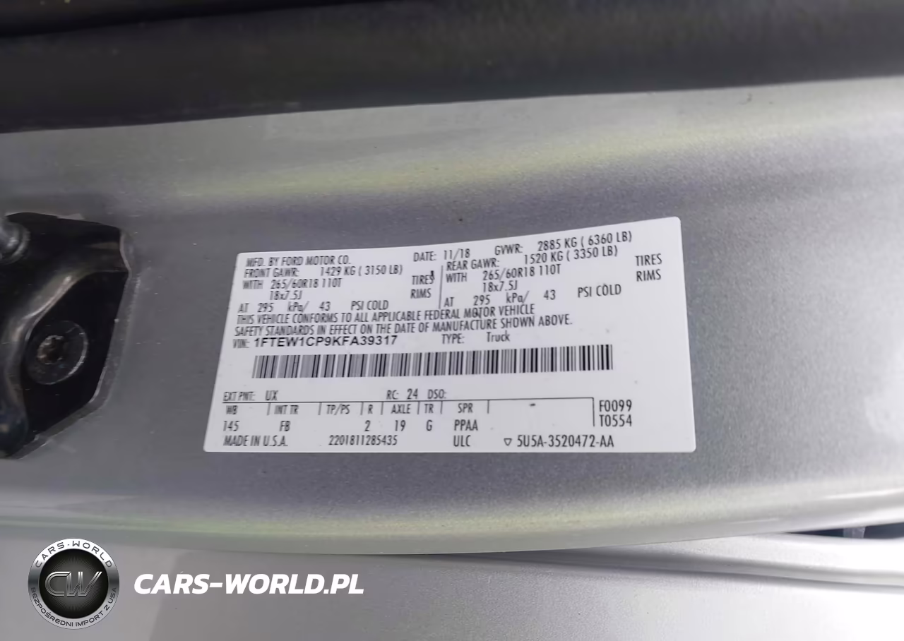 2019 Ford F-150 Xlt VIN:1FTEW1CP9KFA39317 - 9