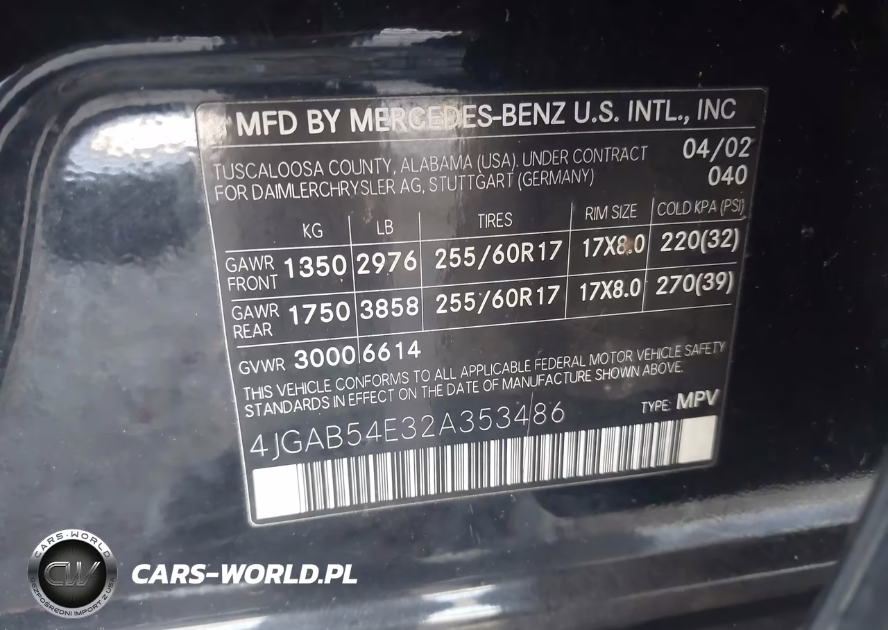 2002 Mercedes-Benz Ml 320 VIN:4JGAB54E32A353486 - 9