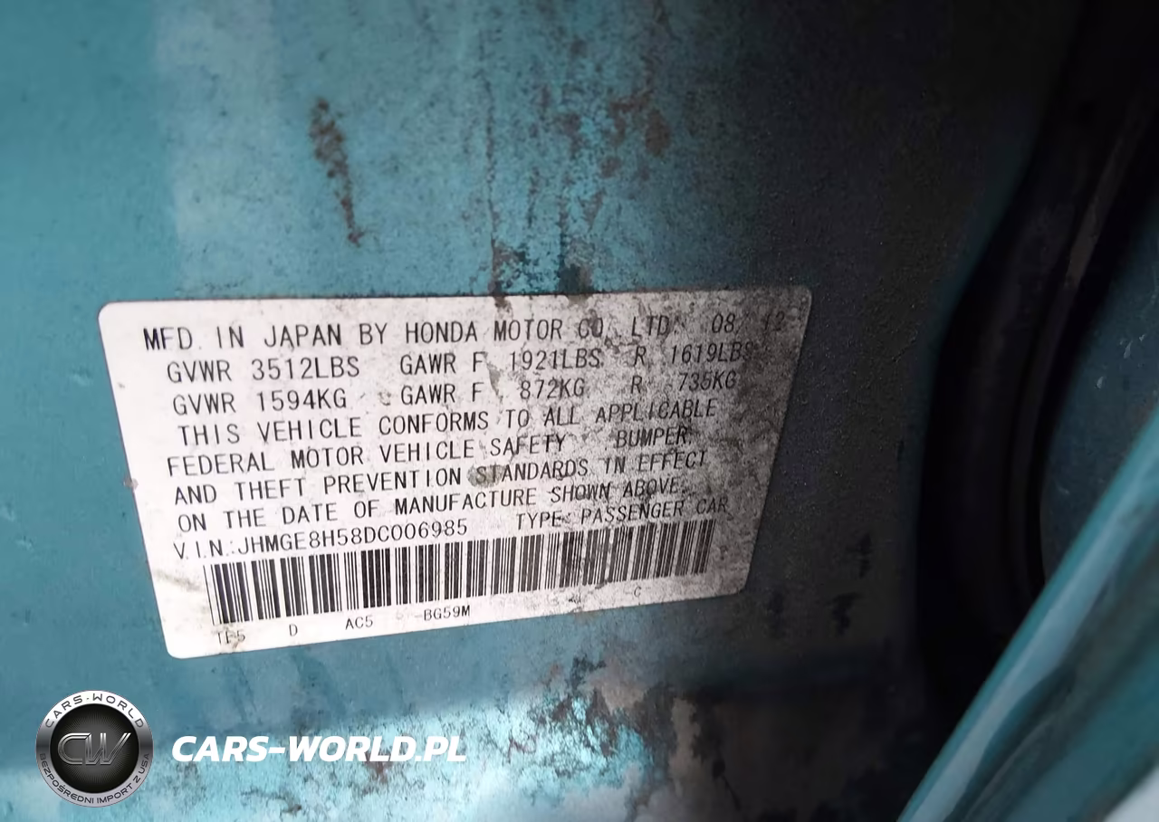 2013 Honda Fit Sport VIN:JHMGE8H58DC006985 - 9