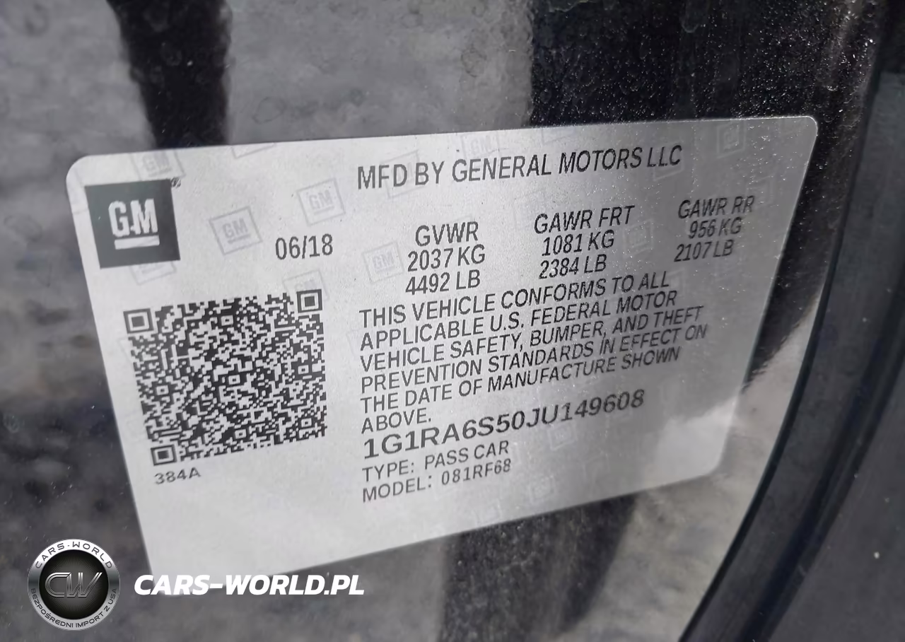 2018 Chevrolet Volt Lt VIN:1G1RA6S50JU149608 - 9