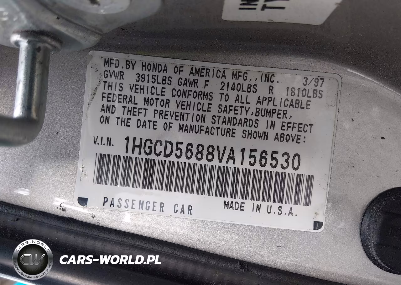 1997 Honda Accord Sdn Value Pkg VIN:1HGCD5688VA156530 - 9