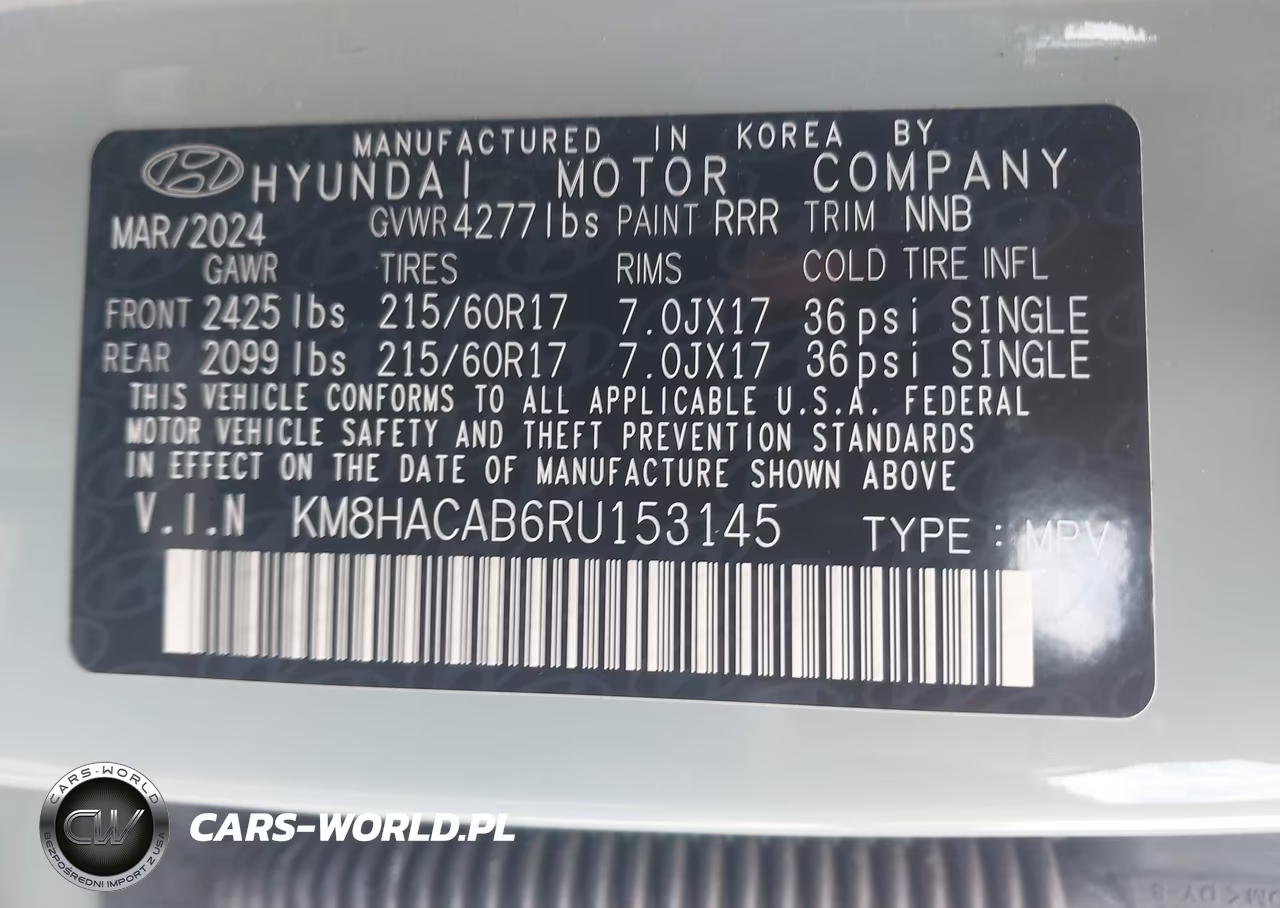 2024 Hyundai Kona Se VIN:KM8HACAB6RU153145 - 9