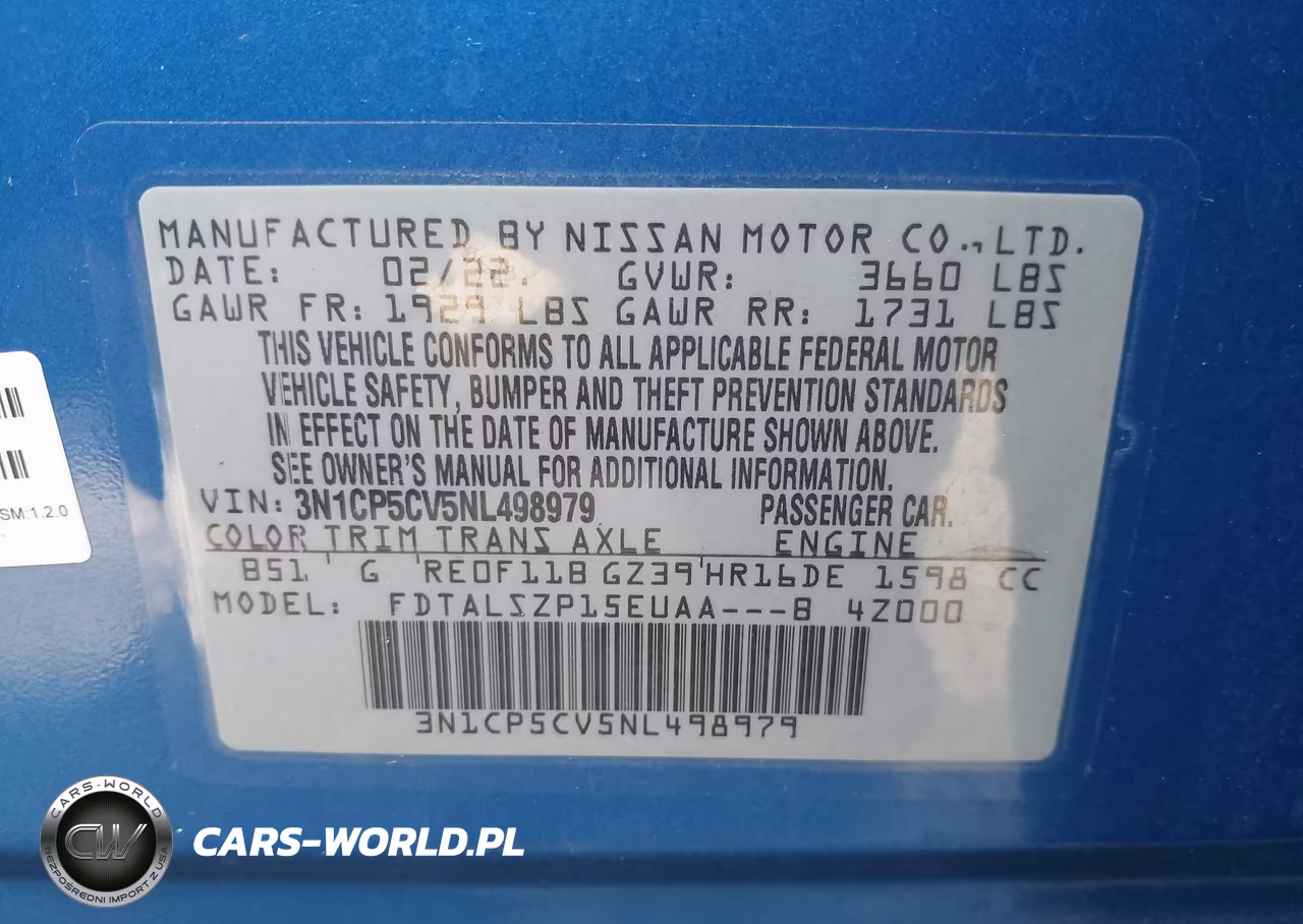 2022 Nissan Kicks Sv Xtronic Cvt VIN:3N1CP5CV5NL498979 - 9