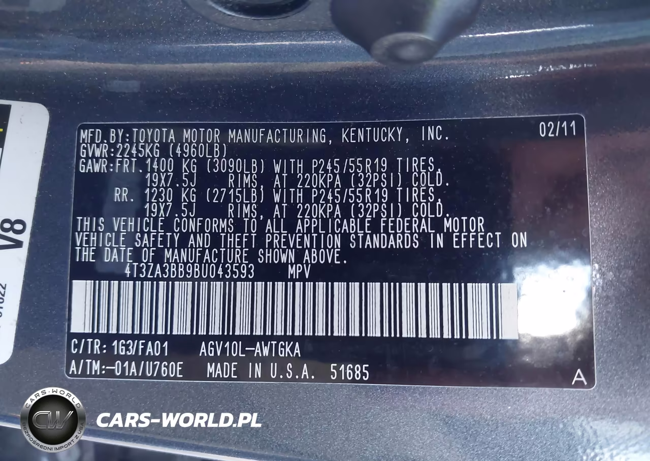 2011 Toyota Venza VIN:4T3ZA3BB9BU043593 - 9