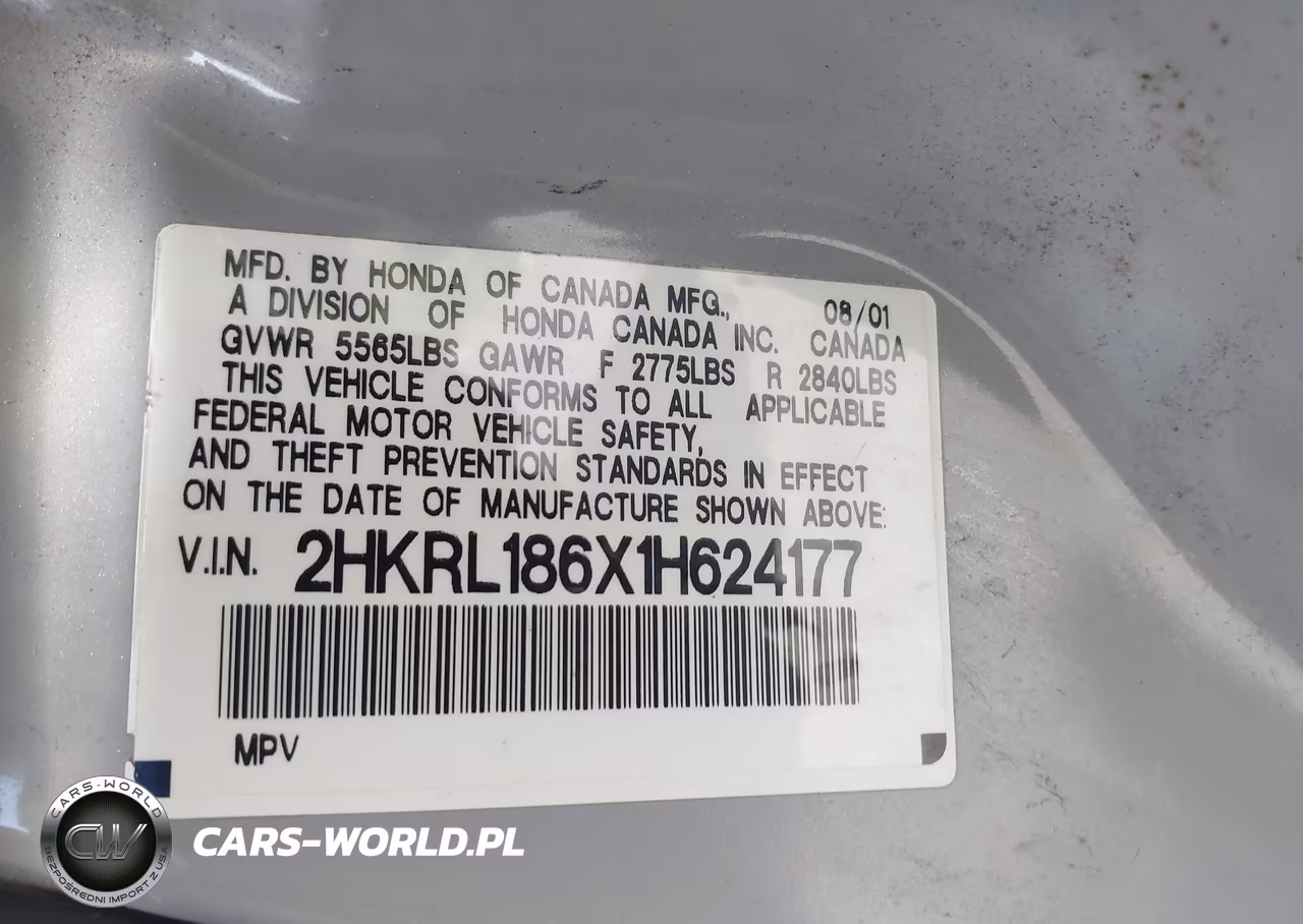 2001 Honda Odyssey Ex VIN:2HKRL186X1H624177 - 9