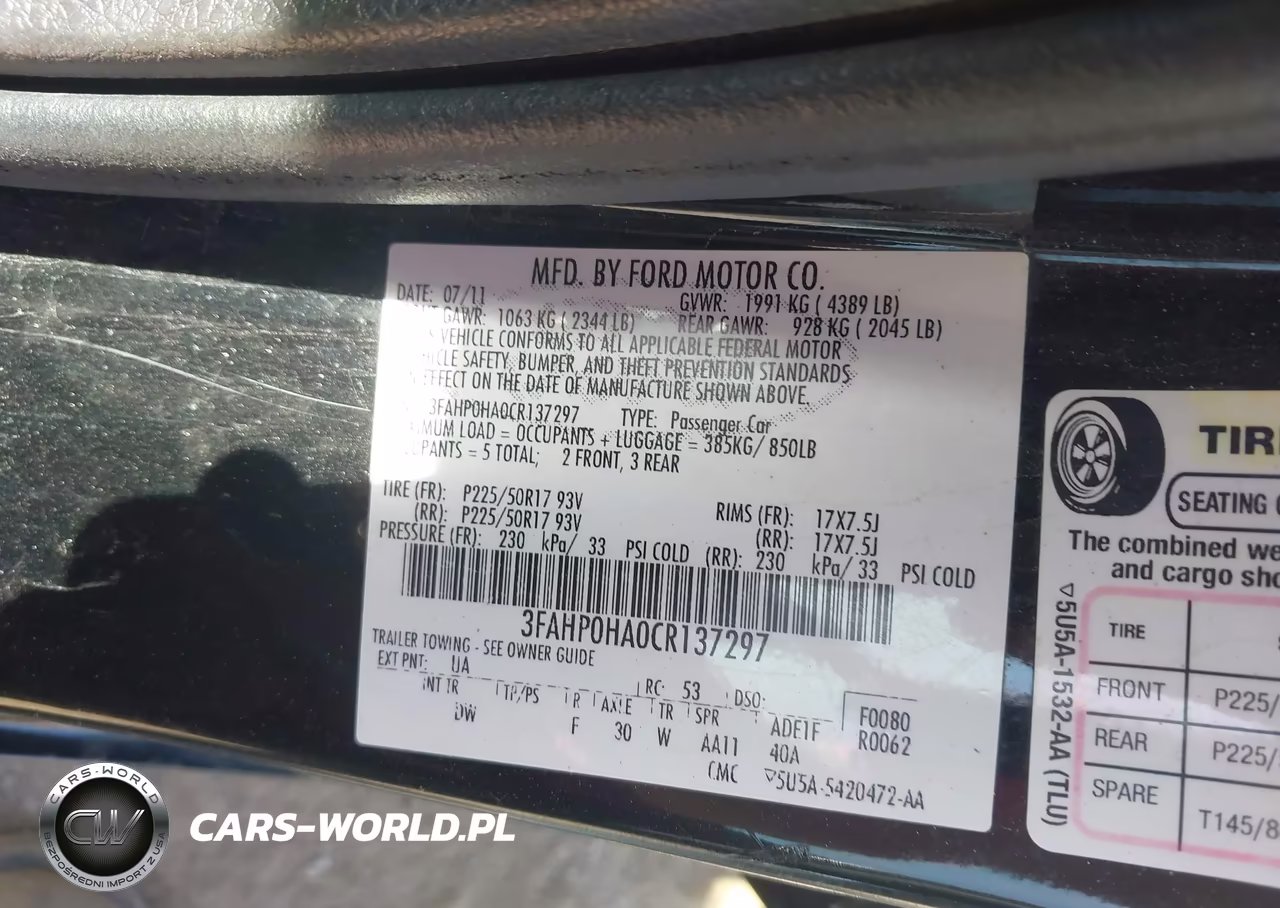 2012 Ford Fusion Se VIN:3FAHP0HA0CR137297 - 9