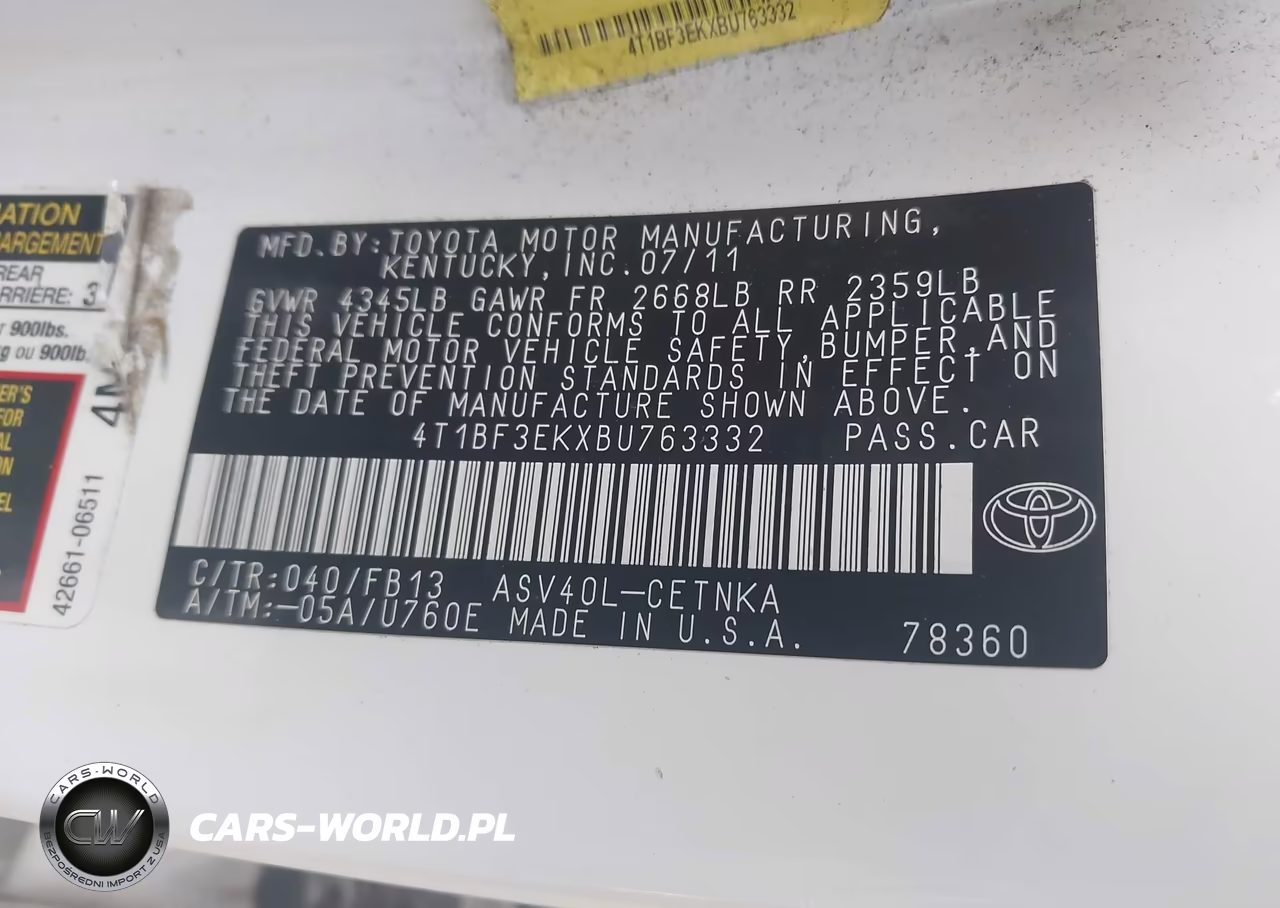 2011 Toyota Camry Le VIN:4T1BF3EKXBU763332 - 9