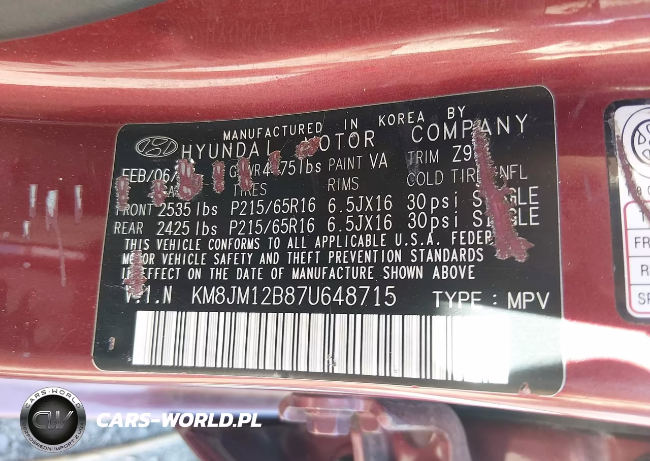 2007 Hyundai Tucson Gls VIN:KM8JM12B87U648715 - 9