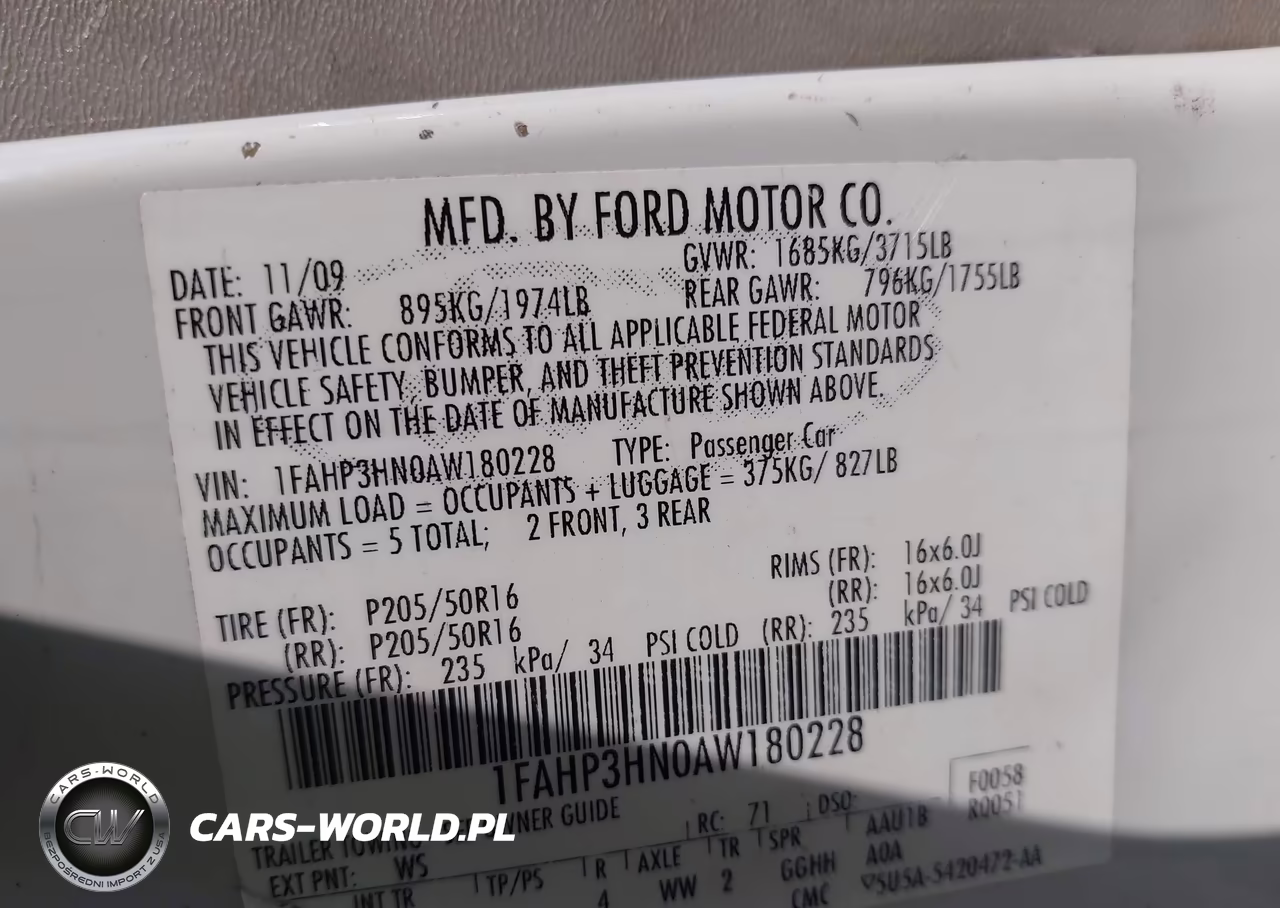 2010 Ford Focus Sel VIN:1FAHP3HN0AW180228 - 9