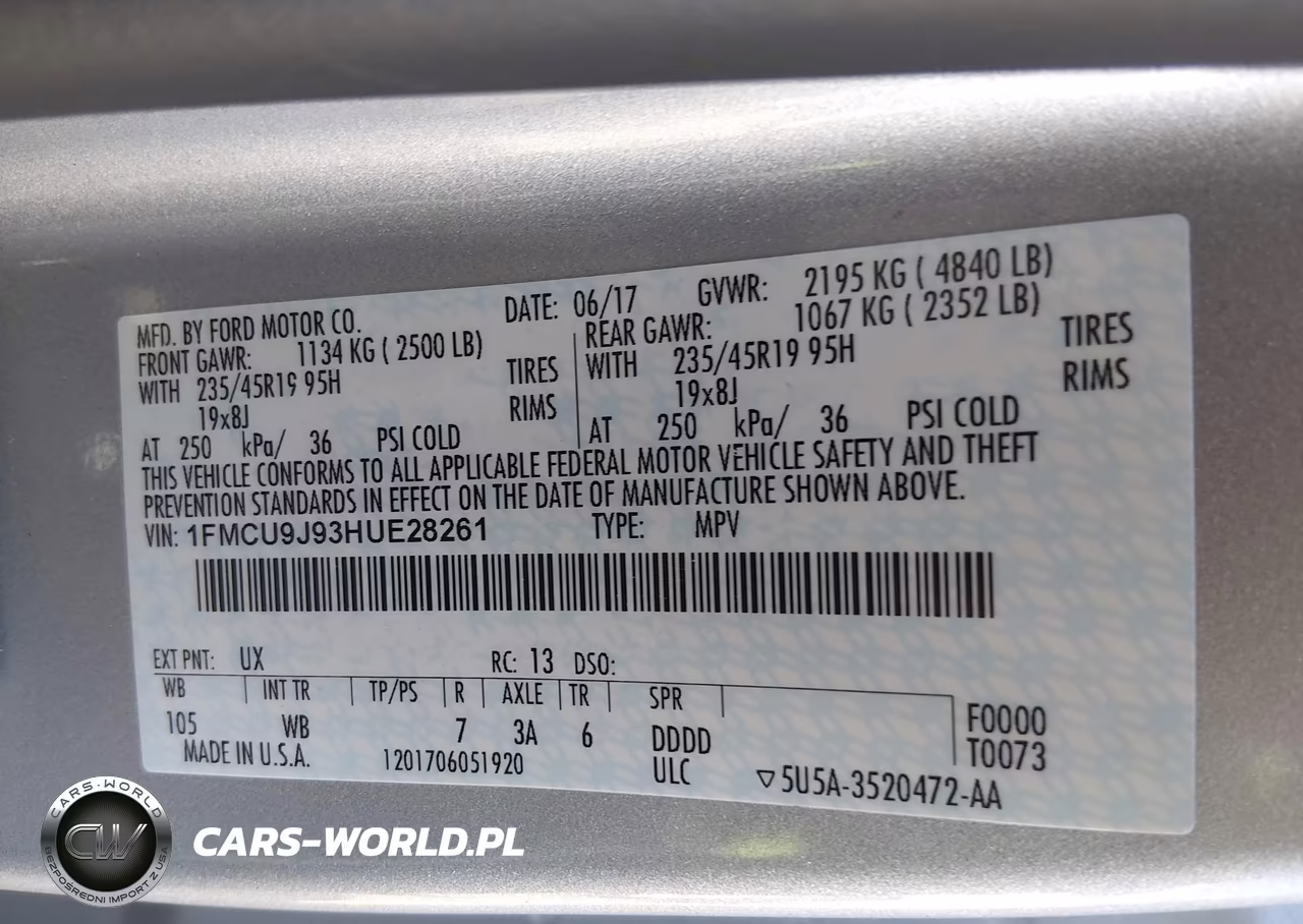 2017 Ford Escape Titanium VIN:1FMCU9J93HUE28261 - 9