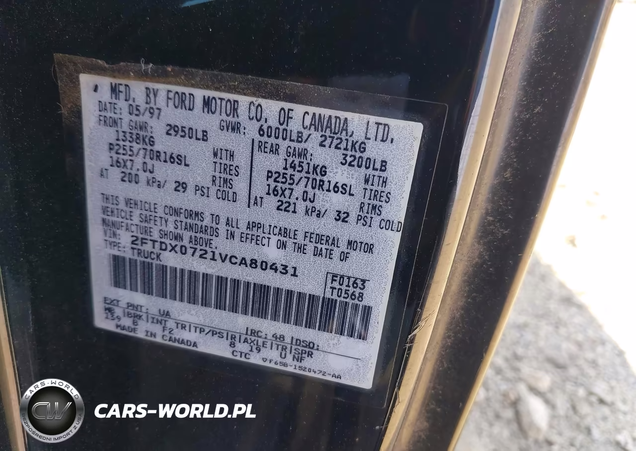 1997 Ford F-150 Xl-Xlt VIN:2FTDX0721VCA80431 - 9