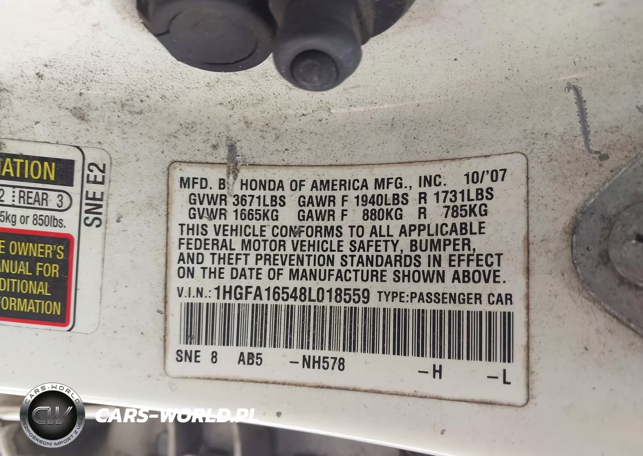 2008 Honda Civic Lx VIN:1HGFA16548L018559 - 9