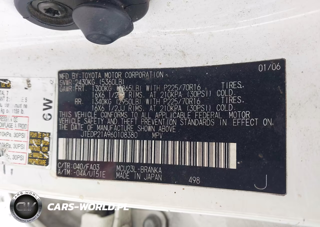 2006 Toyota Highlander V6 VIN:JTEDP21A960108380 - 9