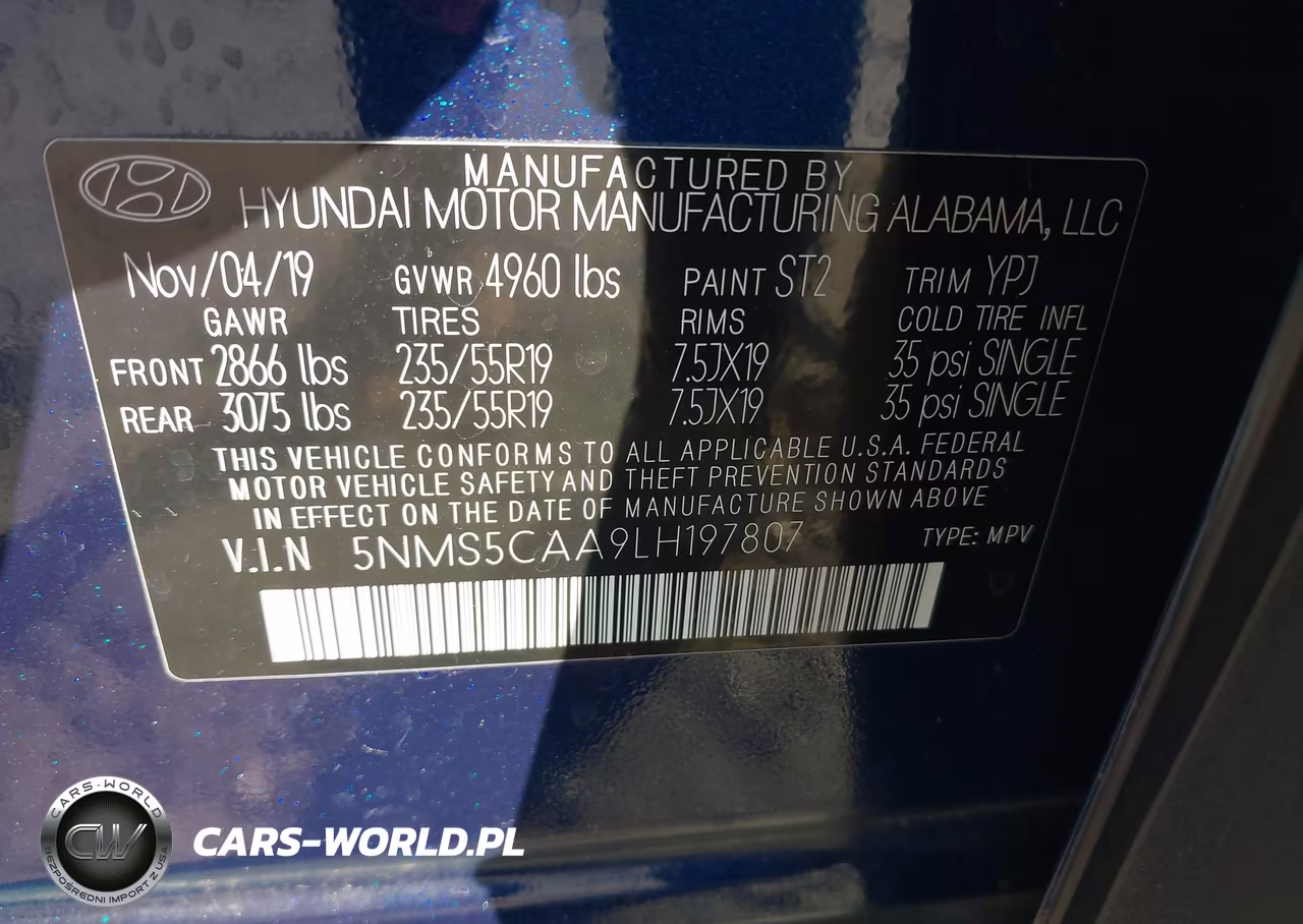 2020 Hyundai Santa Fe Limited 2.0T VIN:5NMS5CAA9LH197807 - 9