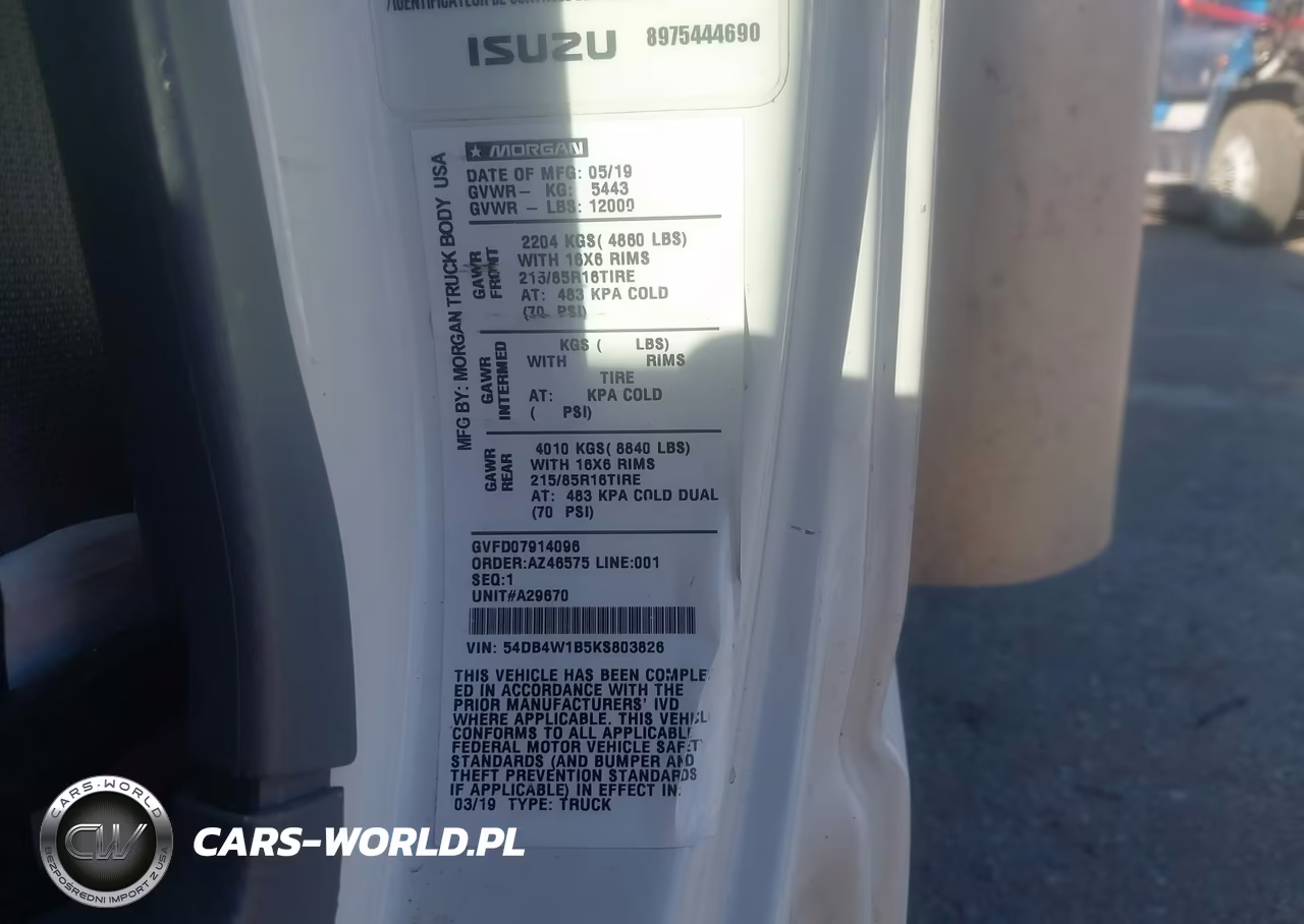 2019 Isuzu Npr VIN:54DB4W1B5KS803826 - 8