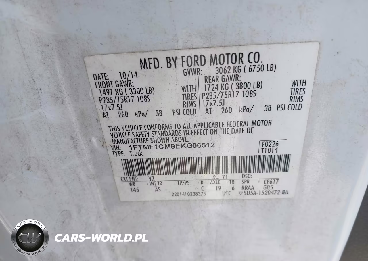 2014 Ford F-150 Xl VIN:1FTMF1CM9EKG06512 - 9