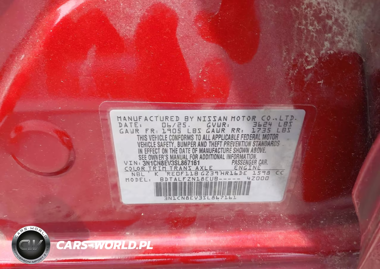2025 Nissan Versa 1.6 Sv VIN:3N1CN8EV3SL867161 - 9
