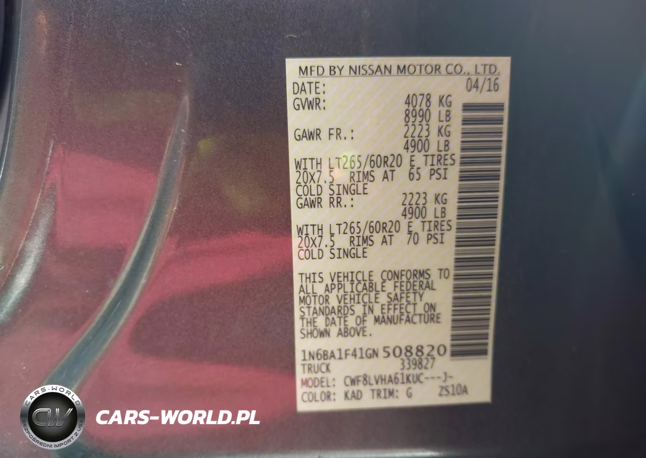 2016 Nissan Titan Xd Sl VIN:1N6BA1F41GN508820 - 9