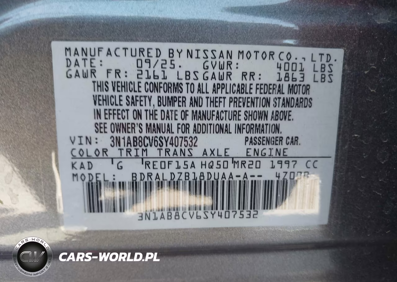 2025 Nissan Sentra Sv VIN:3N1AB8CV6SY407532 - 9