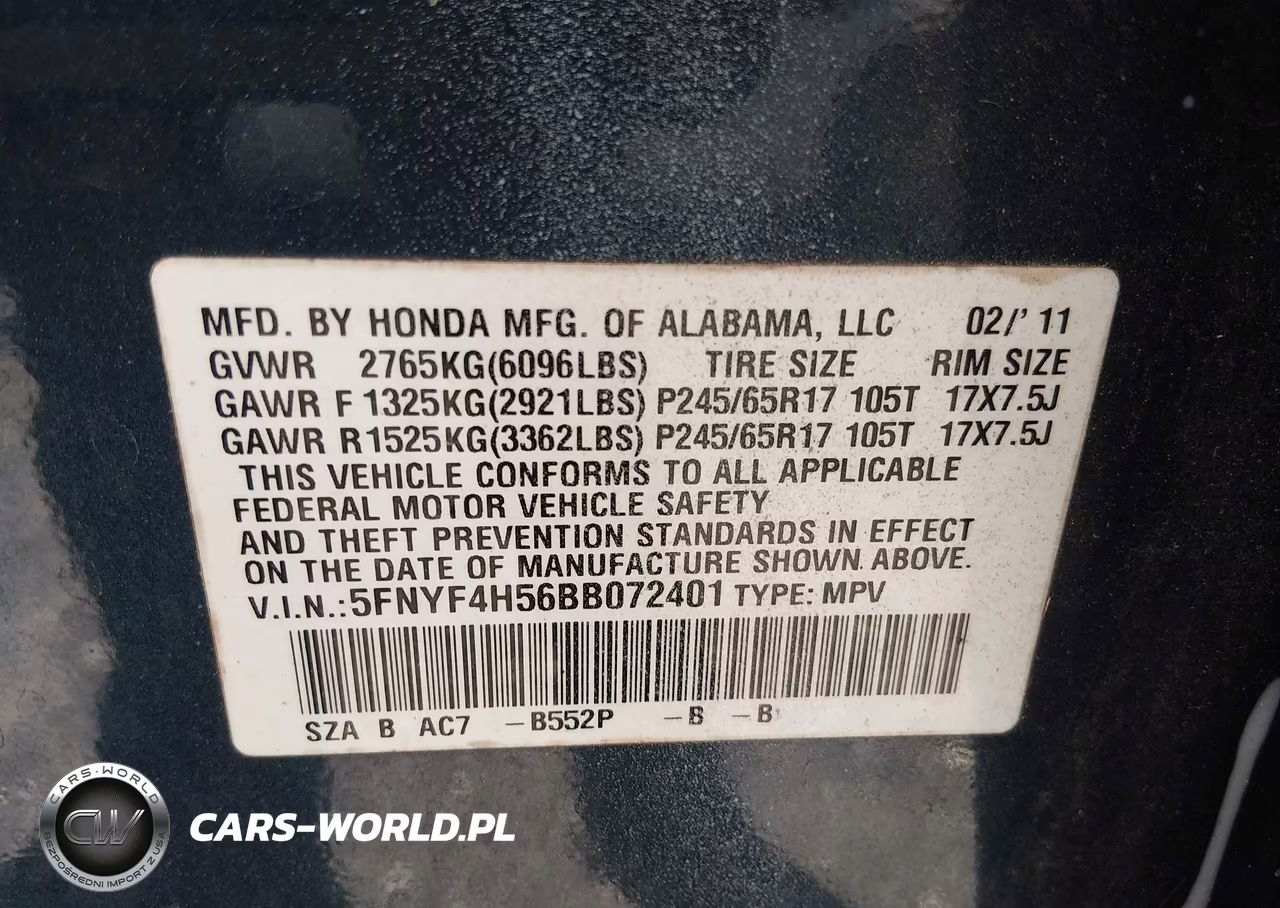 2011 Honda Pilot Ex-L VIN:5FNYF4H56BB072401 - 9