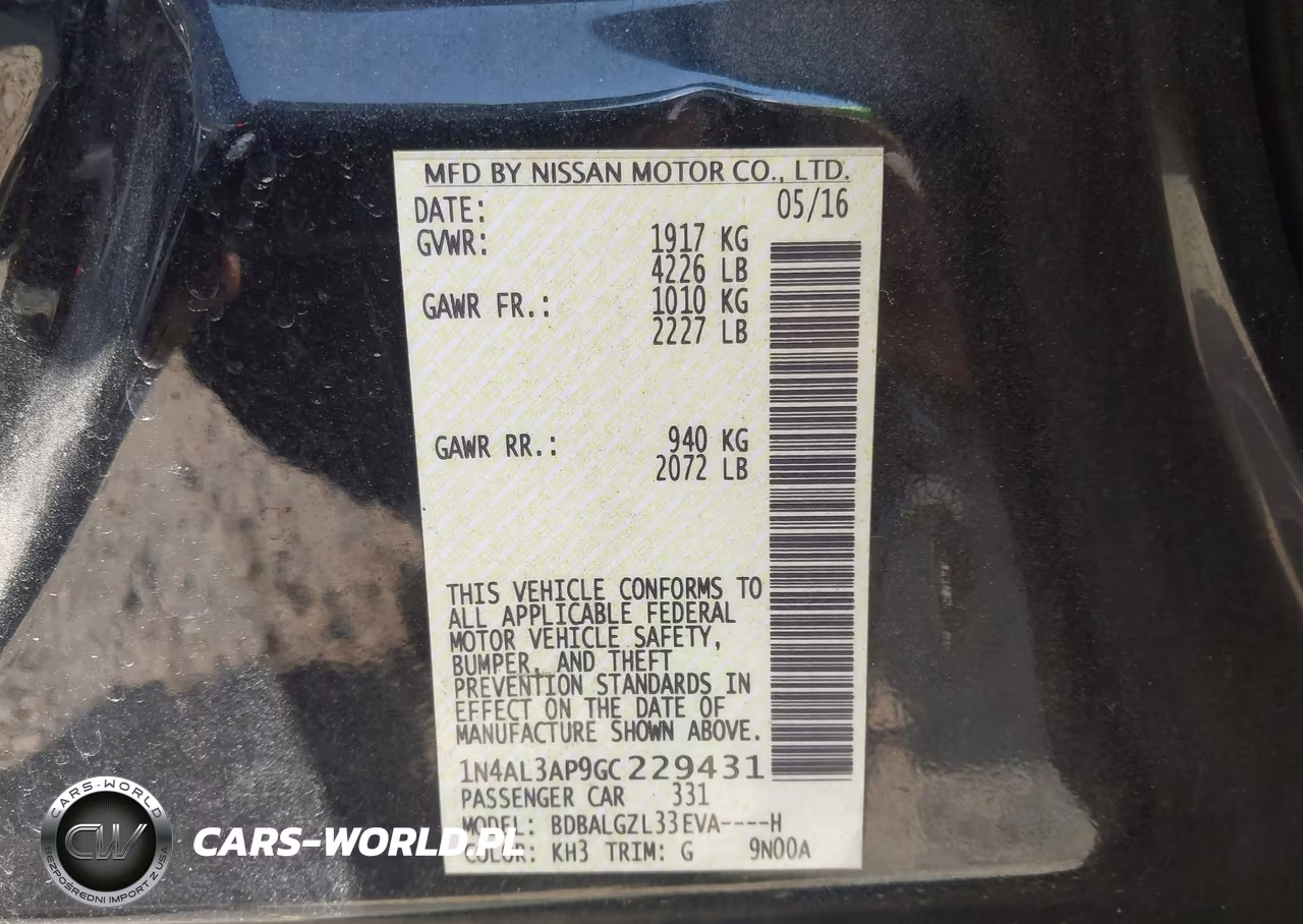 2016 NISSAN ALTIMA 2.5 S VIN:1N4AL3AP9GC229431 - 9