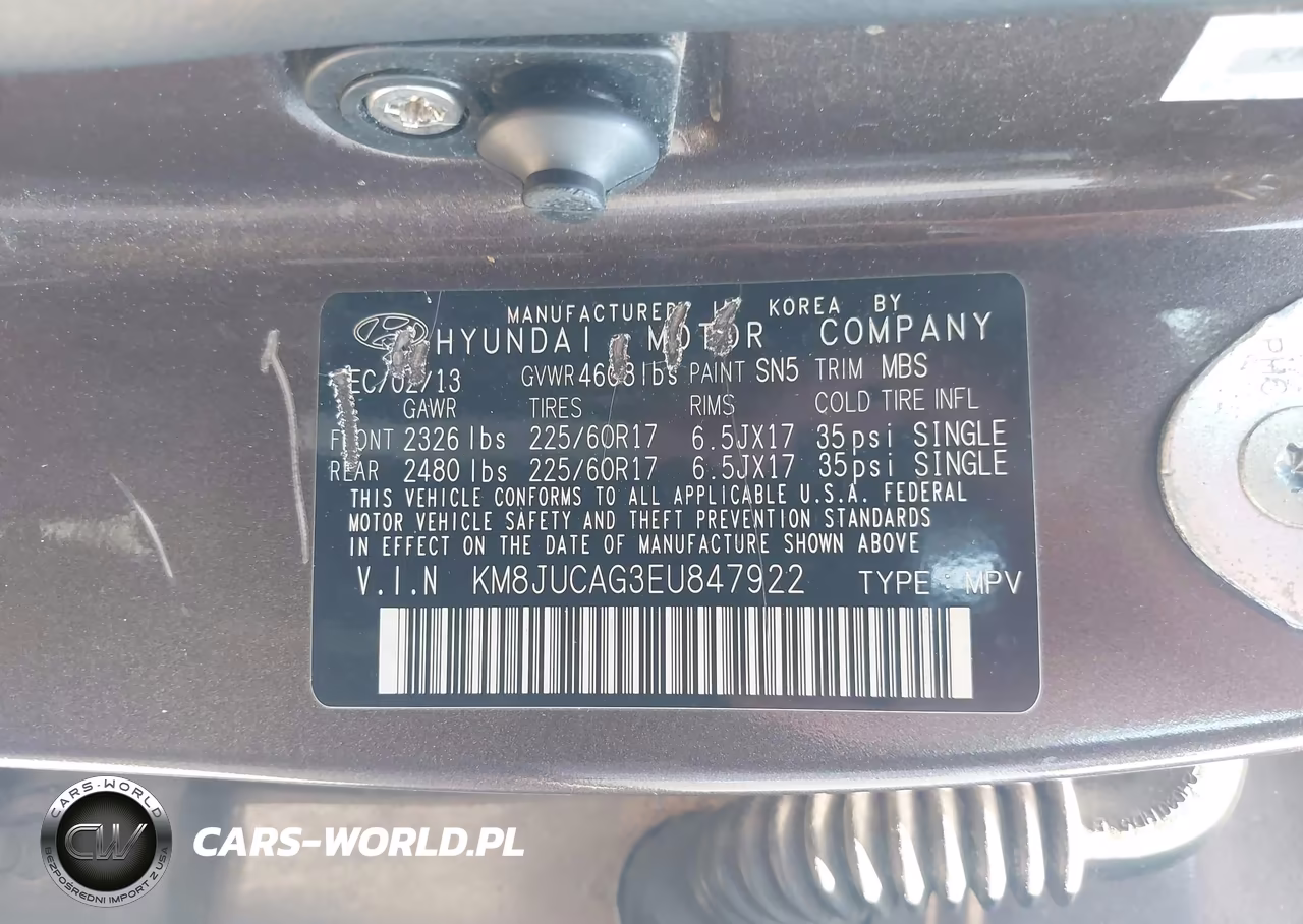 2014 Hyundai Tucson Se VIN:KM8JUCAG3EU847922 - 9