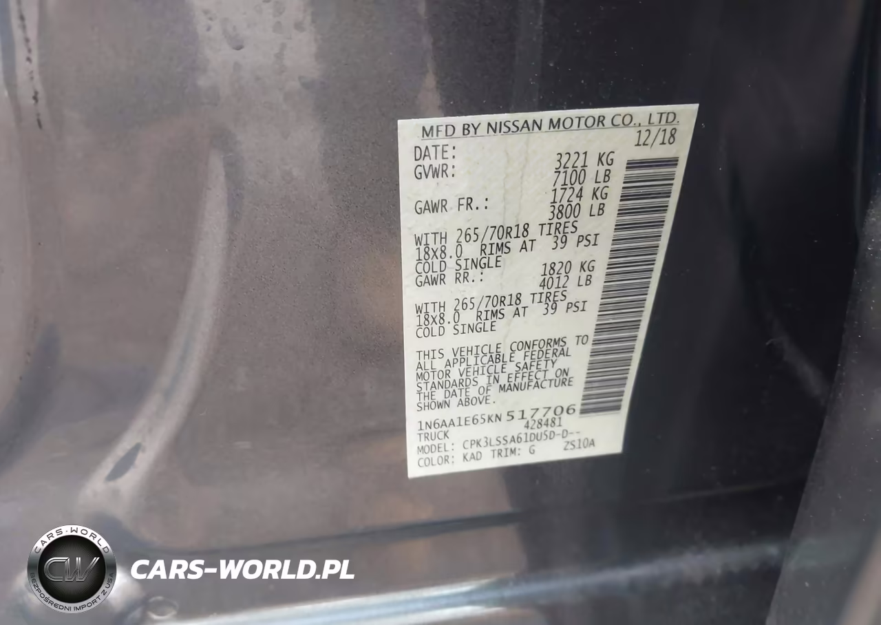 2019 Nissan Titan Sv VIN:1N6AA1E65KN517706 - 9