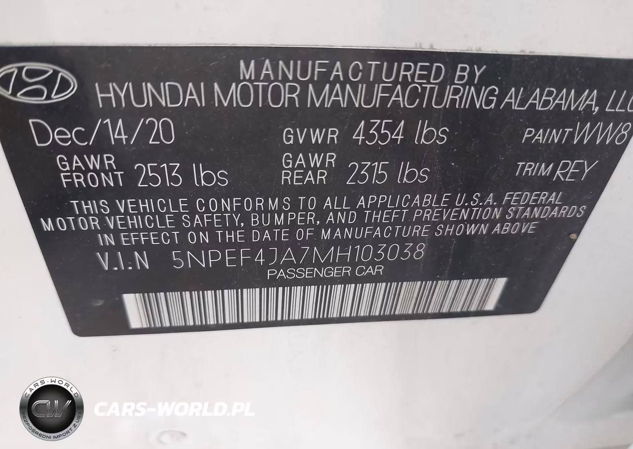 2021 Hyundai Sonata Sel VIN:5NPEF4JA7MH103038 - 9
