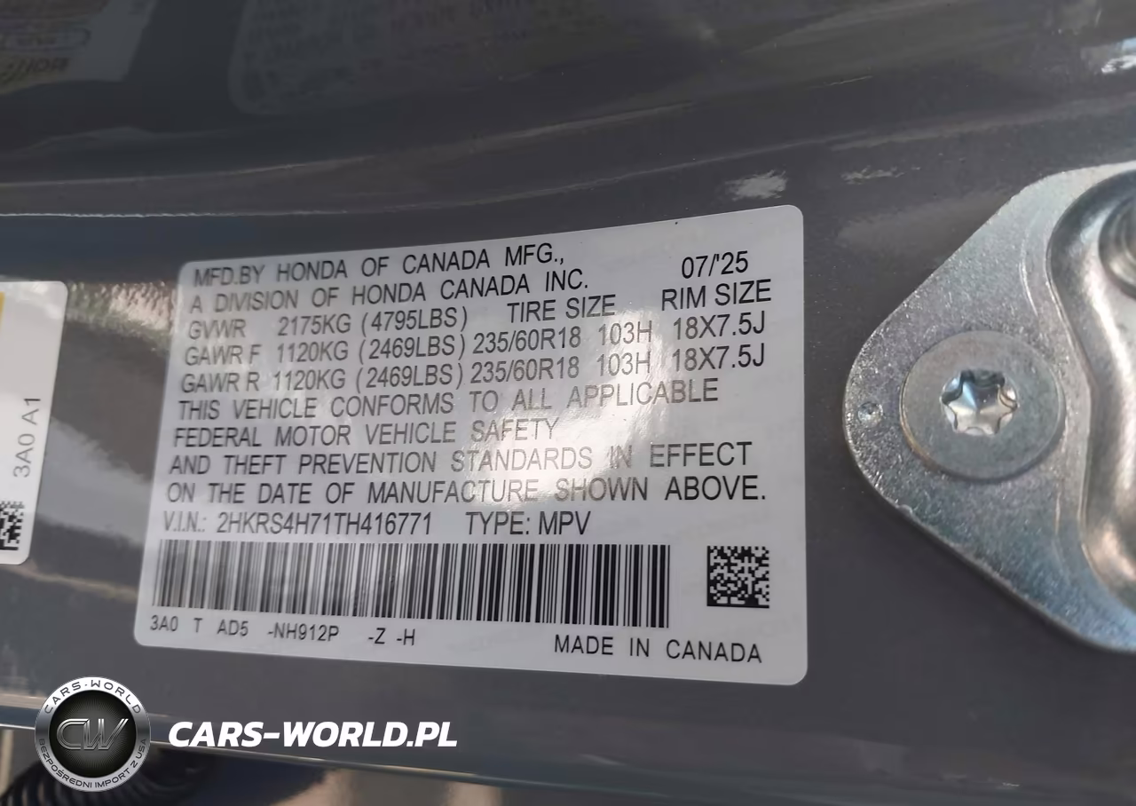2026 Honda Cr-V Ex-L Awd VIN:2HKRS4H71TH416771 - 9