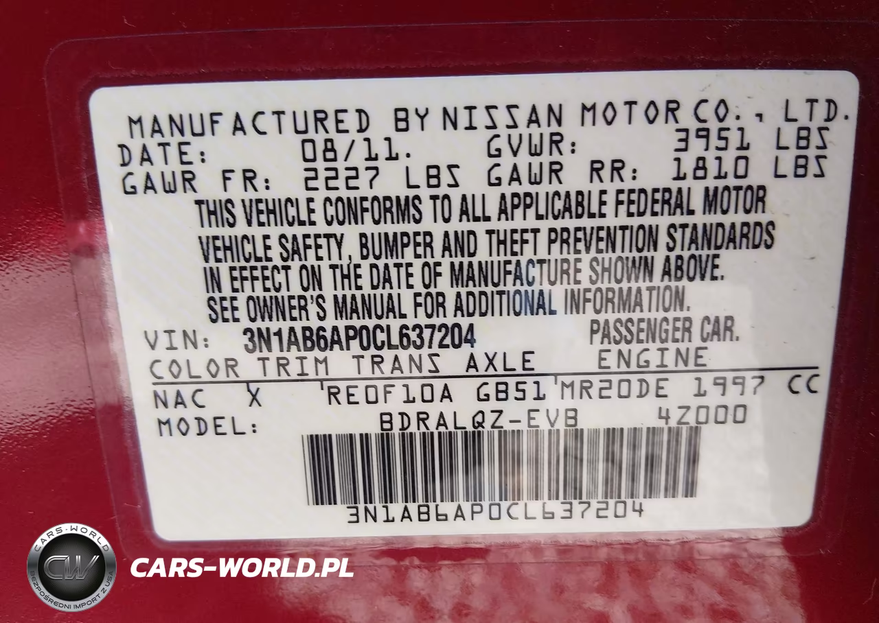 2012 Nissan Sentra 2.0 VIN:3N1AB6AP0CL637204 - 9