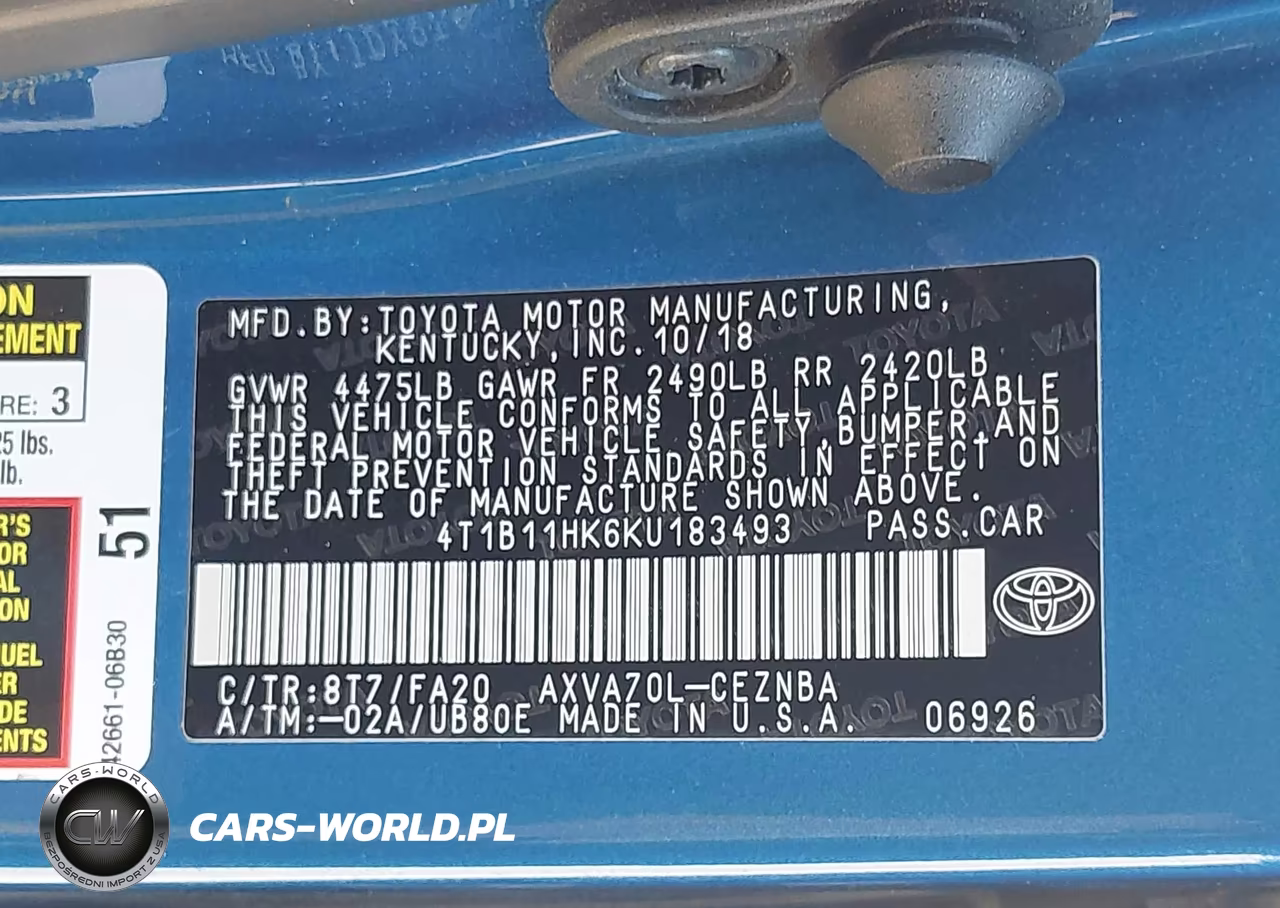 2019 Toyota Camry Le VIN:4T1B11HK6KU183493 - 9