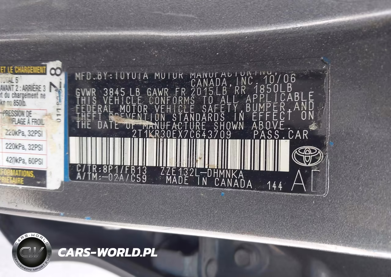 2007 Toyota Matrix Xr VIN:2T1KR30EX7C643709 - 9